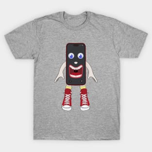 Smartphone with huge mouth wearing sneakers T-Shirt